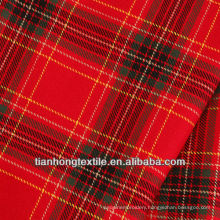 100% Yarn Dyed Cotton Red Check Brushed Flannel Fabric